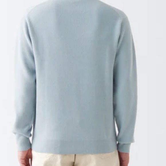 Muji Men's Shape-Keeping Knitted Crew Neck Sweater size small. blue - Picture 5 of 7